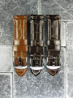 New 24mm Elite Gator Leather Strap Band Fit Breitling