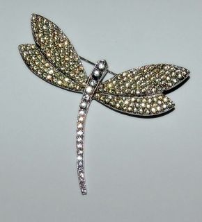 Vintage Ciner Dragonfly Brooch Large Pale Yellow Wings