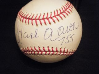 Hank Aaron auto Autographed signed baseball inscribed 755 steiner COA 