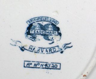 Staffordshire Brownfield Harvard Blue Transferware Bowl