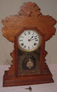 Antique Ingraham Dahlia Gingerbread Mantle Clock Time is Money