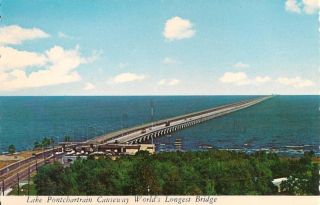 Lake Pontchartrain Causeway Bridge Postcard New Orleans