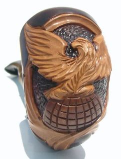 Briar Carved Tobacco Smoking Pipe Pipes Eagle on Globe 2