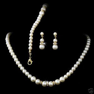 Pearl Necklace Set Bridesmaid Bridal Jewelry
