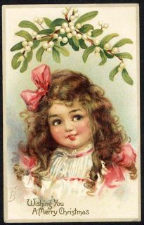 Tuck Christmas Girl by Frances Brundage Postcard 1912