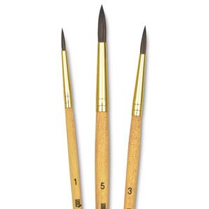 Princeton Brushes Natural Camel Hair 3 Brush Set Watercolor & Acrylic 