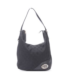 gucci black monogram gg classic britt hobo bag