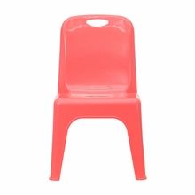 Red Plastic Stackable School Chair with Carrying Handle and 11 Seat 