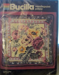 NIP Bucilla Needlepoint Pillow Kit Country Roses 4625