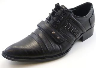 Buckle Oxford Lace Up Black Men Dress Shoes Italian Style Comfortable 
