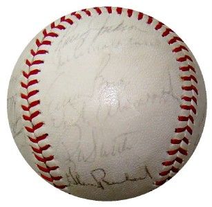 1965 Chicago Cubs Team 28 Signed Baseball Ernie Banks Billy Williams 