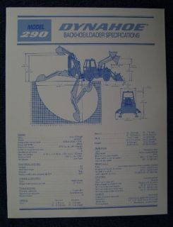 Bucyrus Erie Dynahoe 290 Backhoe Loaders Brochure 1988