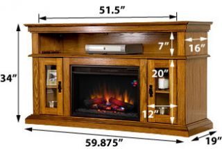 ClassicFlame Brookfield Premium Oak Electric Fireplace Media Console