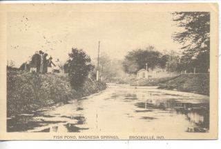 Brookville Indiana Fish Pond Magnesia Springs Milroy Vintage Postcard 