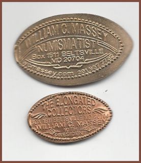 Two Elongated Pressed Pennies Featuring 10th Elongated President 