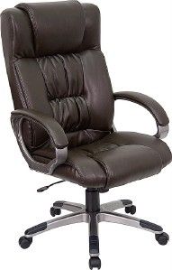 Executive Office Chair in Espresso Brown Leather w High Back New 