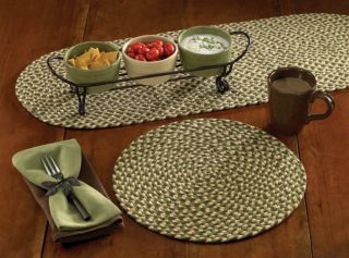 New Casual Classics Green Brown Braided Placemats Sets