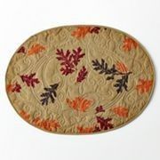 FALL Autumn Thanksgiving Placemats Brown Quitled w Leaves Reverse to 
