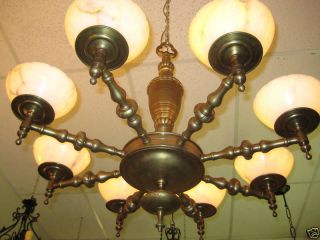 antique and real bronze alabaster 8 light chandelier time left
