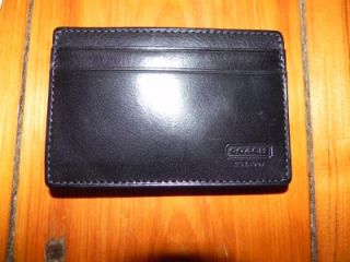 Coach 74393 Black Water Buffalo Leather Money Clip Card Case or Wallet 