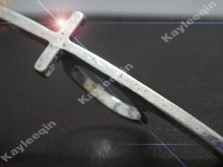 Antique Silver Skinny Thin Cross Bar Crucifix Finger Ring Top UO 
