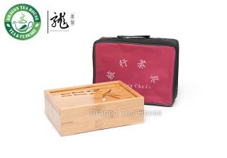 traveller s bamboo sliding cover box porcelain teaset from china
