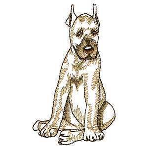 fuzzy great dane puppy dog outline iron on patch time
