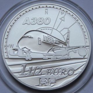 FRANCE 2007 1.5 EURO AIRBUS A380 ARGENT EUROPA 2007 SILVER RARE