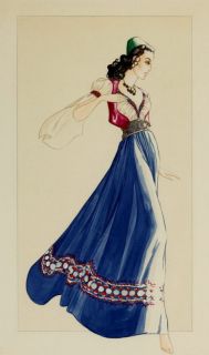 maureen o hara costume sketch as esmeralda plunkett