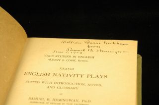 Signed Hemingway Samuel Burdett English Nativity Plays