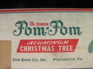 Vintage Sparkler Pom Pom Aluminum Christmas Tree w/Box, 7 Feet, 100 