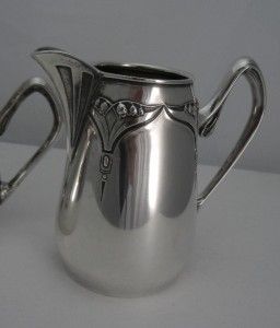 Antique 800 Germany Silver Bruckmann Sohne Cream Sugar Set Lily of The 