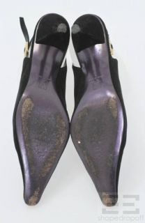 Bruno Magli Black Suede Jeweled Buckle Slingback Heels Size 6 5