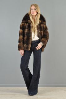 Vtg 70s Chubby Fur Shaggy Bubble Fox Fisher Boho Opossum Leather Coat 