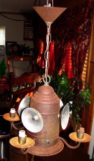 Vintage Unique Metal Hanging Lamp Fixture with Reflectors