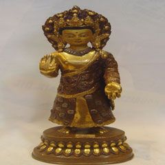 Dipanker Buddha Gilded Copper Statue 13 H Buddha 