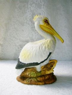 Royal Crown White Pelican Figurine Bird Porcelain Signed J. Byron 