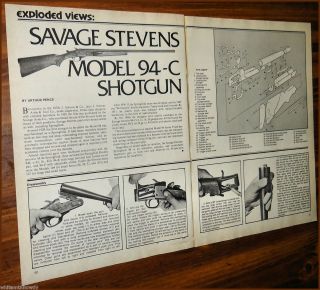 1980 SAVAGE STEVENS 94 C SHOTGUN Parts List Assembly Article w 