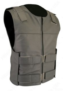 Made in USA Gray Bullet Proof Style SWAT Team Motorcycle Vest Zip 