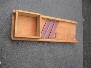 Antique Fabulous Wooden Cabbage Slicer with Old Red Paint Blades 