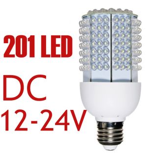 12W 201 LED E27 Corn Light Room Bulb Lamp DC 12V 24V Pure White Energy 