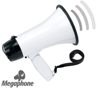 Megaphone Bullhorn Pro Mega Phone w Siren Folding Handle Black Wrist 