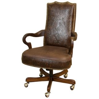  Tooled Leather Office Chair Very Nice