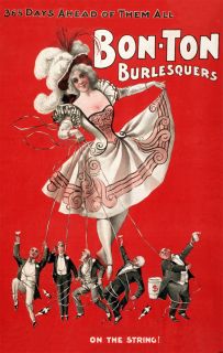 Set 2 1898 Burlesque Can Can Bawdy Exotic Dancer Bon Ton Troupe Poster 