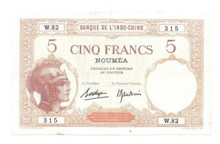 New Caledonia Noumea 5 Francs 1926 P 36B VF Banknote