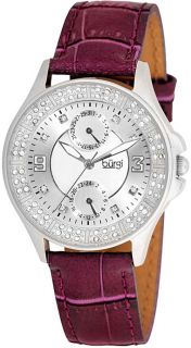 Burgi BUR044RD Diamond Classic SS GMT Date Strap Womens Watch