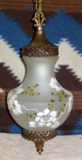 Nice Antique Vintage Hand Painted Hanging Lamp with Roses Flowers 