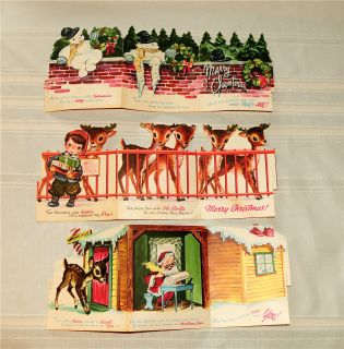  3 Vintage Christmas Cards Foldout Display