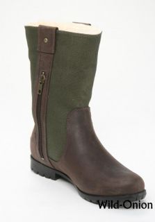 UGG Burroughs Canvas Womens Brown Green Canvas Boot Size 7 US New 