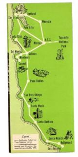 1930s CALIFORNIA PARLOR BUS TOURS   BROCHURE & ROUTE   LOS ANGELES SAN 